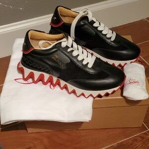 Womans black and Red Lou Boutin Sneakers